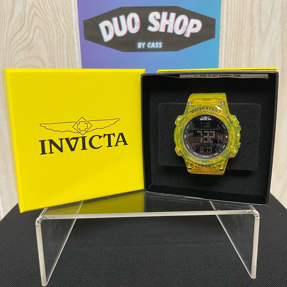Invicta Racing Burnout Chrono Digital Dial Yellow Case Strap Men’s Watch 49044